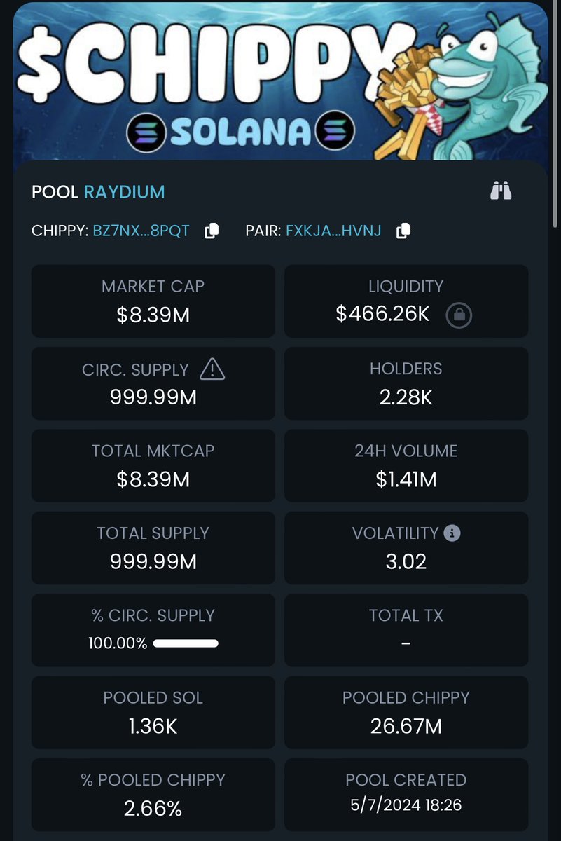 FishnChipsSOL's tweet photo. Has our dev @MartiniGuyYT been cooking? 🎣

$1.4m in trading volume today alone!! 

$CHIPPY is going to the ____? 

💬👇 https://t.co/zb20jvJMU0