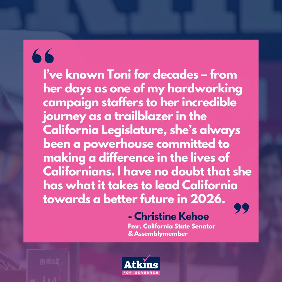 Working for @ChristineKehoe was my first job in politics, and her election as the first out #LGBTQ+ official in #SanDiego paved the way for me and many others. I’m honored to have her support in my campaign to become CA’s first openly LGBTQ+ governor!