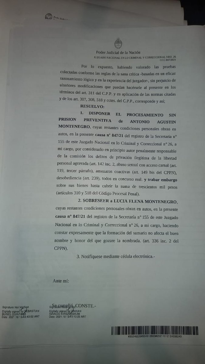 Antonio Montenegro, el padre de @LMontenegrochdk es quien retiene la leche ilegalmente. También es funcionario público, es Comunero de la 3. Y está procesado por secuestro y abuso sexual. Es un escándalo.