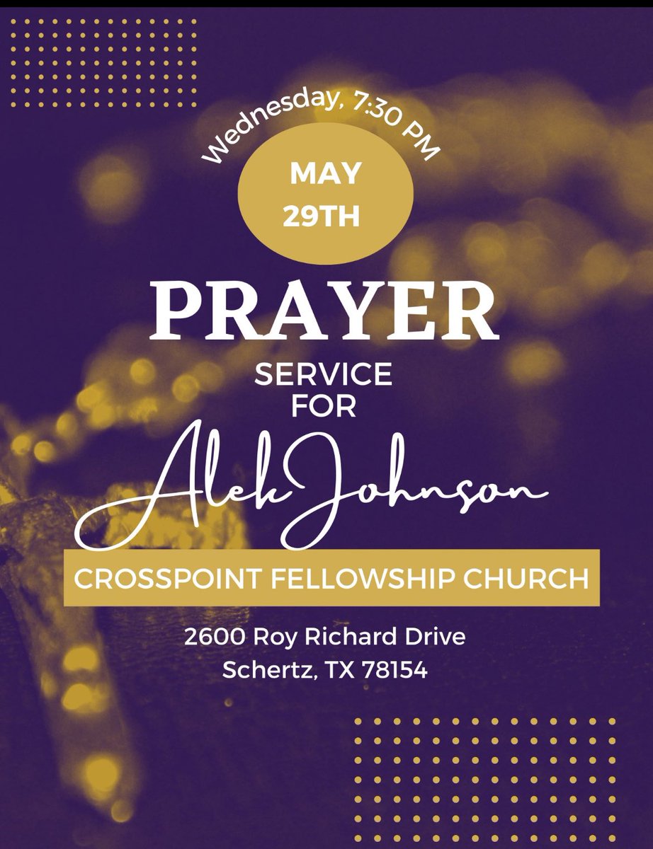 Prayer service information for Alek Johnson. Thank you to everyone for the love and support today. @ClemensBuffsFB @scbuffalostrong @SCUCISD