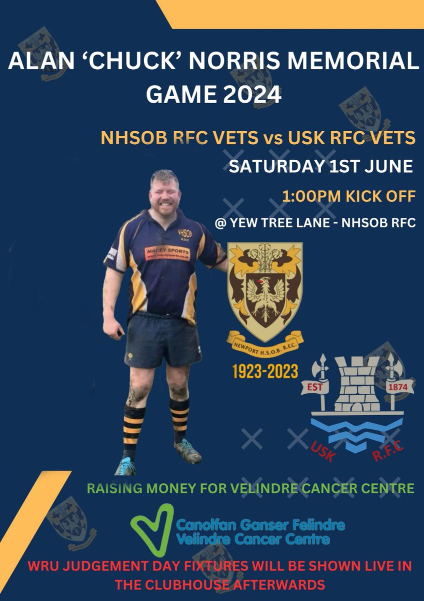 KeithClarke1's tweet photo. Come and join us at @NHSOBRFC1 on Saturday at 1pm… Let’s raise some money for @Velindre https://t.co/t9YdcSvHLm