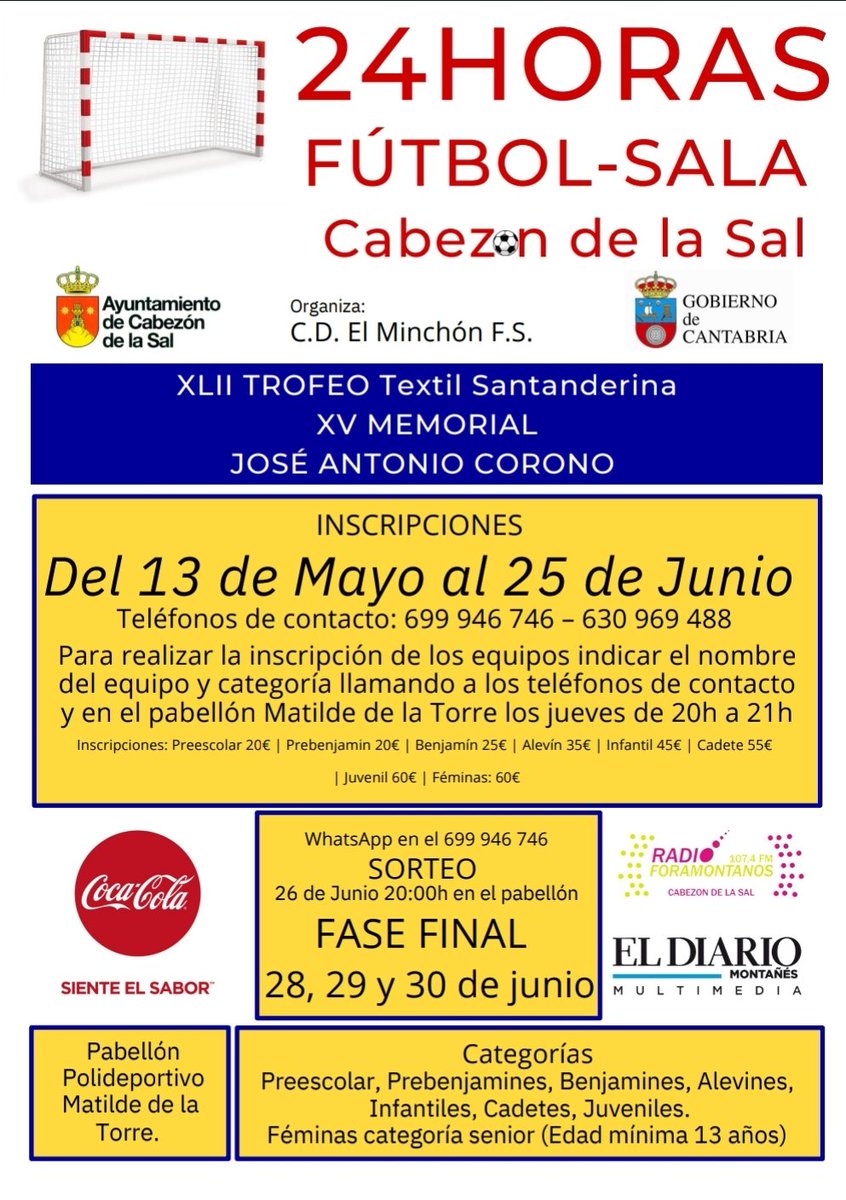 Ya están los equipos  llamando haciendo sus inscripciones parece que esto va cogiendo color ya.
No dudes y ven a pasar un fin de semana de buen futsal...