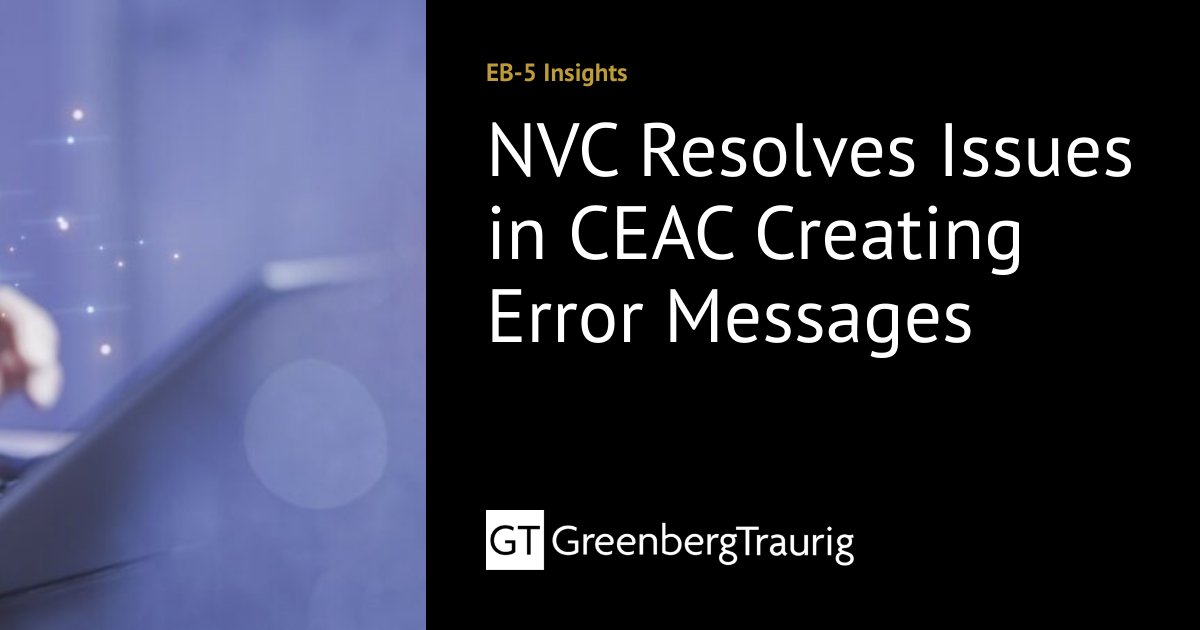EmpireStateEB5's tweet photo. NVC Resolves Issues in CEAC Creating Error Messages https://t.co/EKlADvyi05 https://t.co/oSArA1XZDw