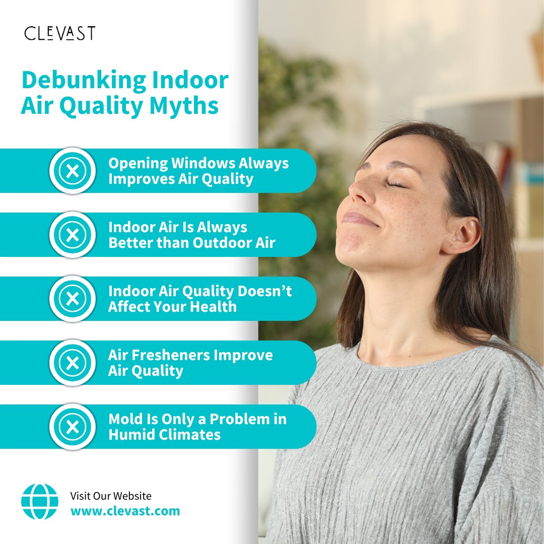 Stop believing these 5 myths about indoor air quality! 🌬️ Dive into our latest blog to discover the truth behind common misconceptions!

👉 Read here: bityl.co/Q6DV

#Clevast #indoorairquality #airquality #homeliving #homecomfort #allergytips #allergyrelief