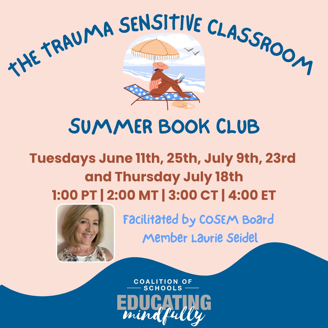 COSEM is having a Summer Book Club and YOU are invited! Link in bio to learn more!

#MBSEL #MindfulnessBasedSEL #SEL #SocialEmotionalLearning #SummerBookClub #TraumaSensitiveClassroom #BuildingResilience #CompassionateTeaching #TeacherBookClub #ProfessionalDevelopment