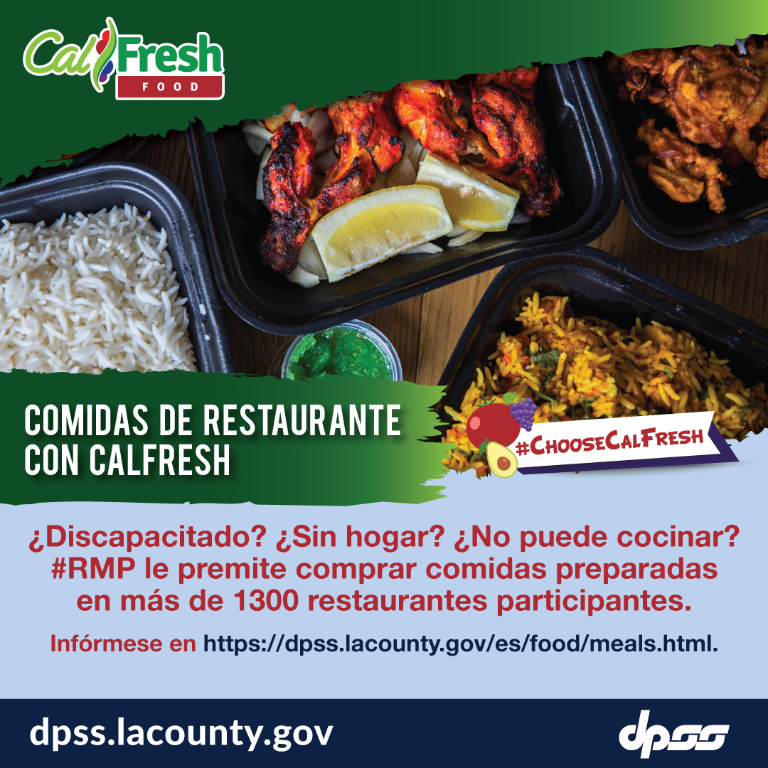 With #CalFresh, you can have access to ready-made meals at restaurants through the #RestaurantMealsProgram. This #CFAM2024, explore the benefits of enrolling in #CalFresh to increase your food-buying power🍗🍚🍋

#EatBetterLiveBetter with #CalFresh

Apply: BenefitsCal.com