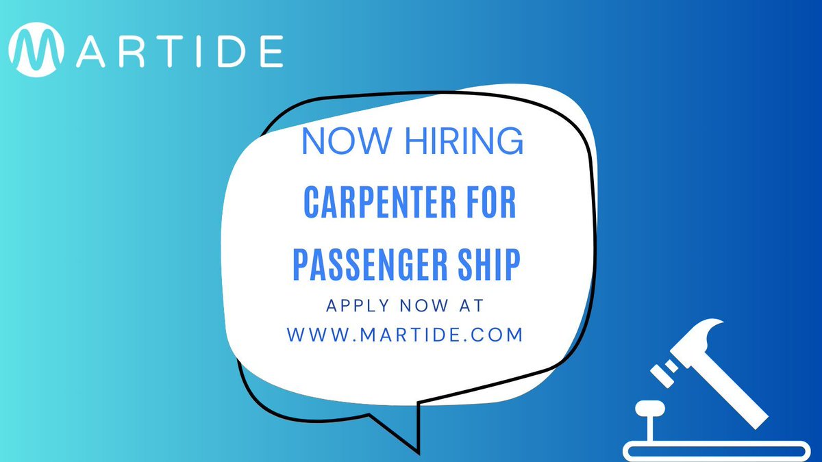 Join: 30th June
Contract: 9 Months (+/-1)
Salary: $1,600
Company: SeaCrest
Apply Here: buff.ly/2Piaa1G 
#seafarerjobs #seamanjobs #maritimejobs #jobsatsea #jobsonships #shipjobs #crewjobs #crewingjobs #merchantnavyjobs #merchantmarinejobs #carpenterjobs #shipscarpenterjob