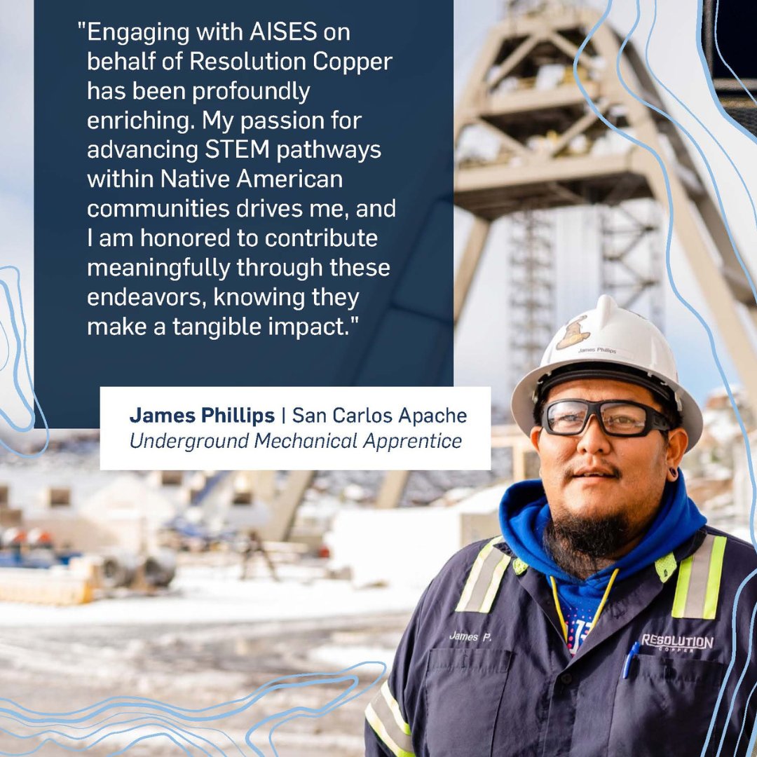 resolutioncu's tweet photo. 📣 Guess who was named one of the Top 50 workplaces for Indigenous STEM professionals by @AISES? You guessed it... RESOLUTION COPPER!

We are proud to be able to create #STEM job opportunities for local Native American tribe members. #Top50Workplaces #AISES https://t.co/wMOB6DkF3a