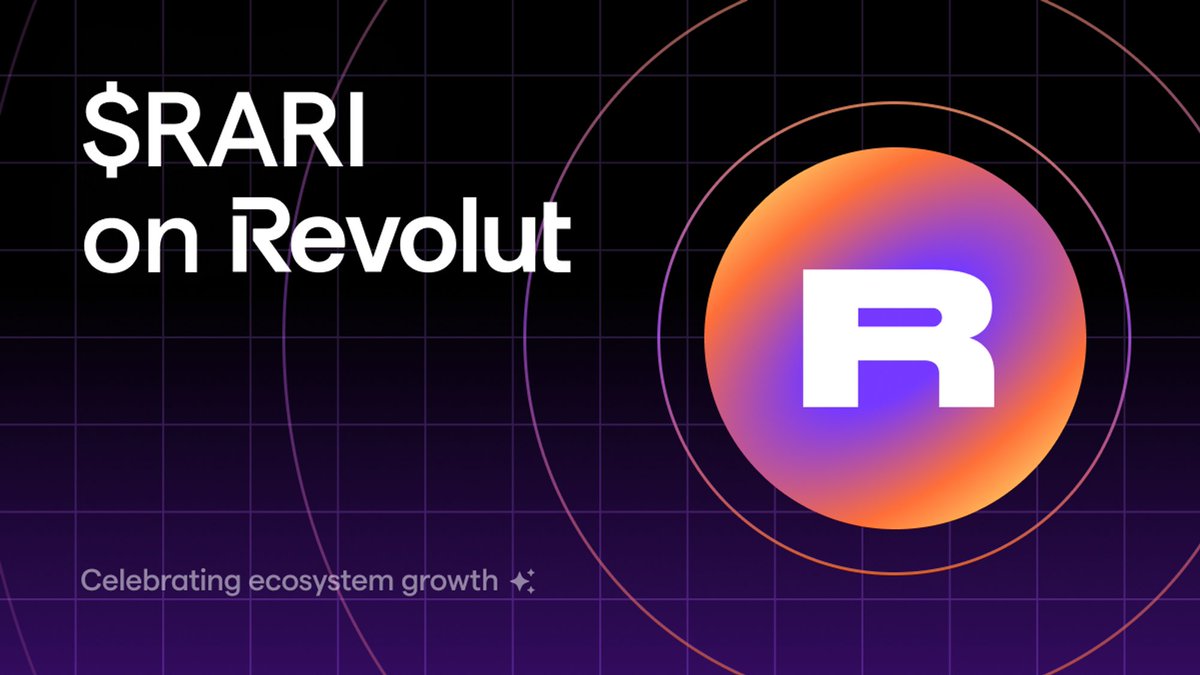 Today we are celebrating the <a href="/rarifoundation/">RARI Foundation</a> ecosystem growth.

⚡️$RARI is now available on <a href="/RevolutApp/">Revolut</a>⚡️

Make it memorable: take a screenshot in the app, tweet &amp; tag <a href="/rarifoundation/">RARI Foundation</a> <a href="/RariChain/">RARI Chain</a> <a href="/rarible/">Rarible</a>