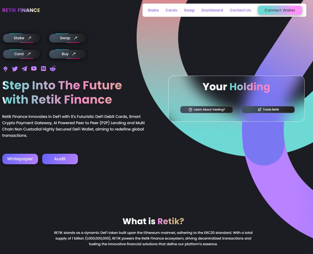 Remember, Retik Finance is a total scam. Do NOT lock your funds with them!  Although they have a Certik audit, the team is not KYC verified. Reputable  card companies like Visa and