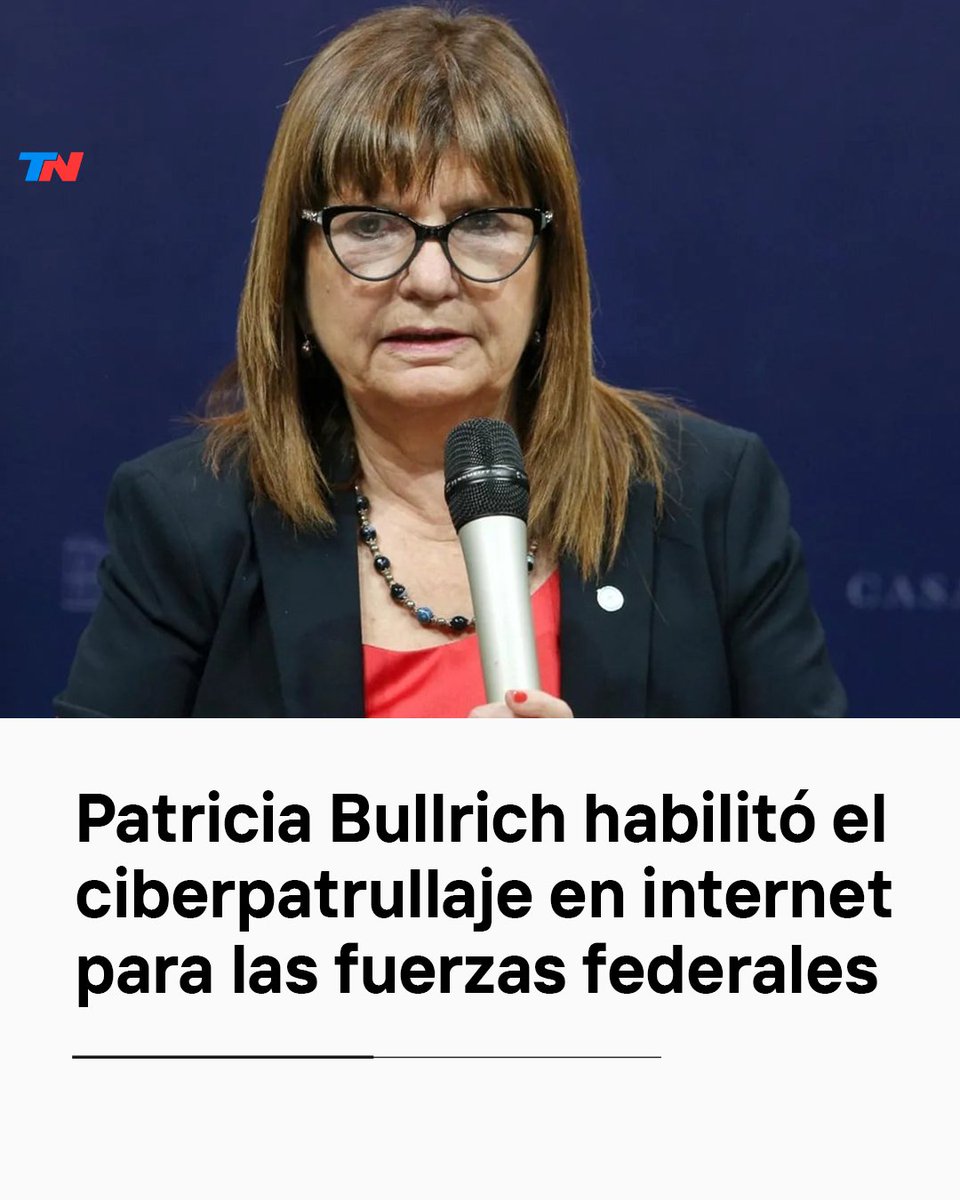 todonoticias's tweet photo. 🔴 https://t.co/lxKvdJDjVE |  La medida fue publicada en el Boletín Oficial y habilita el ciberpatrullaje para que fuerzas policiales y de seguridad puedan realizar tareas “en sitios web de acceso público”. 

Los agentes además podrán utilizar inteligencia artificial. https://t.co/rhP57dAf15