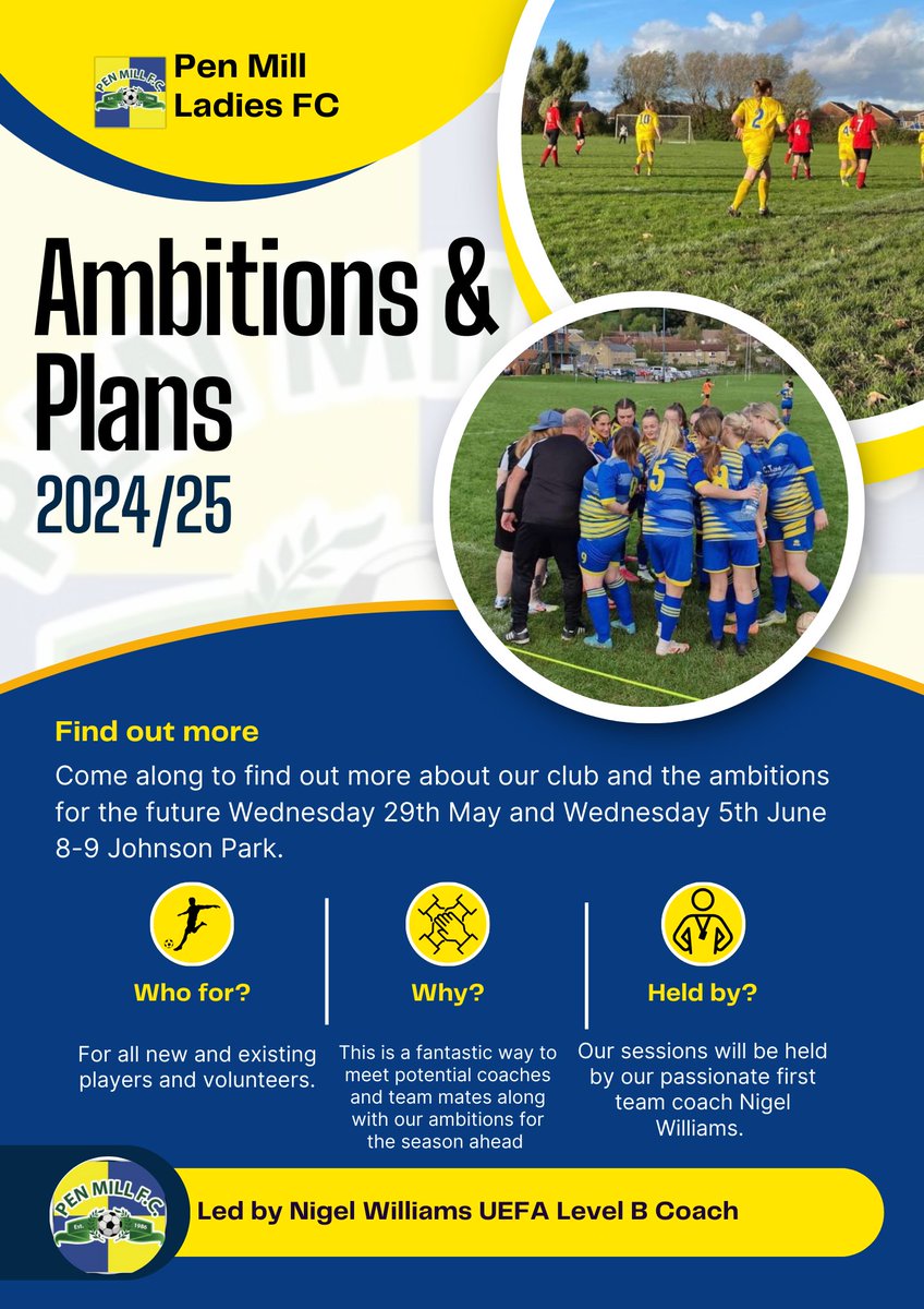 Come to our drop-in sessions and hear all about our ambitions for the future and how you can be a part of it. 

New, existing &amp; returning players and volunteers welcome ⚽️

#UPTHEMILL