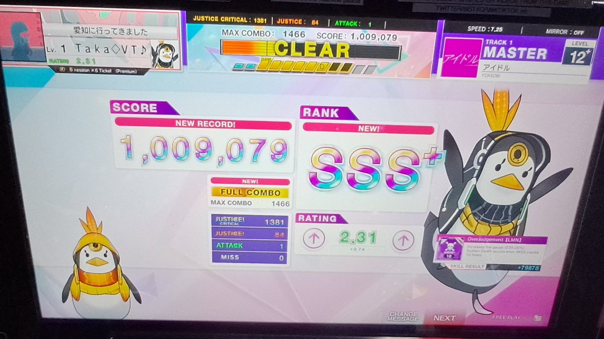 Amewa_Takahashi's tweet photo. #TakArcade
IDOL - Master Lv.12+ (First try - Full Combo)
1 Attack on first try are you kidding me https://t.co/qepvG7Qmpi