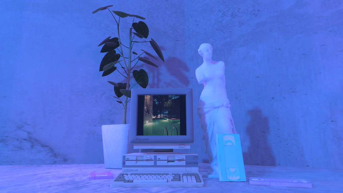tokiwailm's tweet photo. 歪んだ洗面台／Ｎｅｏｎ Ｐｏｏｌｓｉｄｅ　―By 浜名湖なこ
首都圏外郭放水路+LiminalSpace風Pool+ヴェイパーウェーブ、という人気要素の組み合わせの調和が絶妙なワールド。それぞれの背景にある異世界っぽさというのものを互いに補っていて良い感じですね。
 #VRChat_world紹介 https://t.co/tzJxgWIYt0