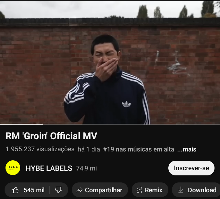 AzulindigoRM's tweet photo. ⚠️🐨 LEMBRETE DIÁRIO - ASSISTIR GROIN NO YOUTUBE 🐨⚠️

🔜 RUMO A 3M DE VIEWS 

Bora lá conferir? 
 
 (https://t.co/JiabdthWUu)

Dê play e venha se divertir com essa música eletrizante 
#GROIN_RM #RM #RPWP https://t.co/jplMRGCY1i