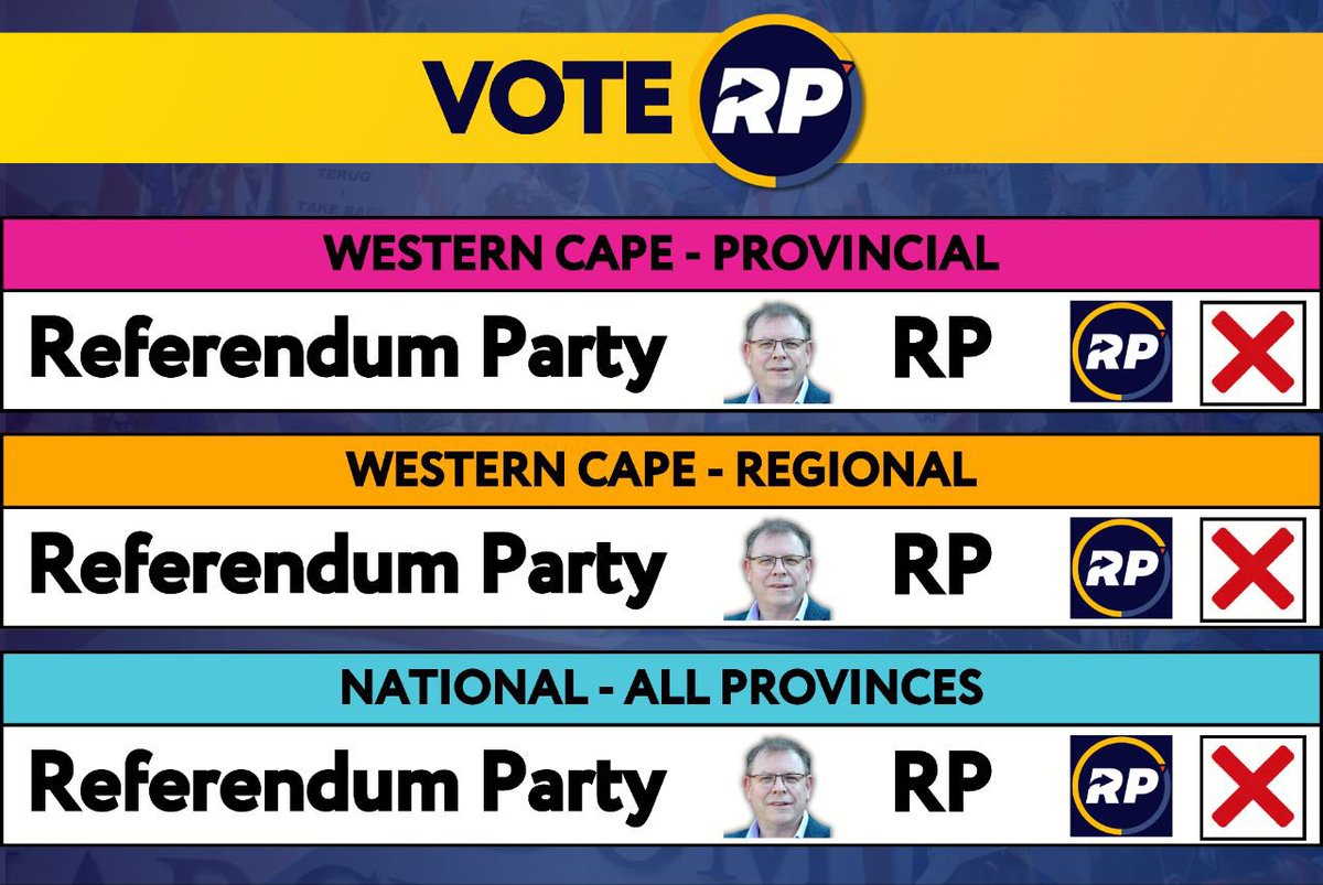 Just to be clear:
A vote for the RP is a vote for the DA
A vote for the DA is a vote for the ANC

Why? 

Because Cape Independence/Devolution will empower the DA provincial government to take over safety and power

DA in national government will mean coalition with ANC

VOTE RP!