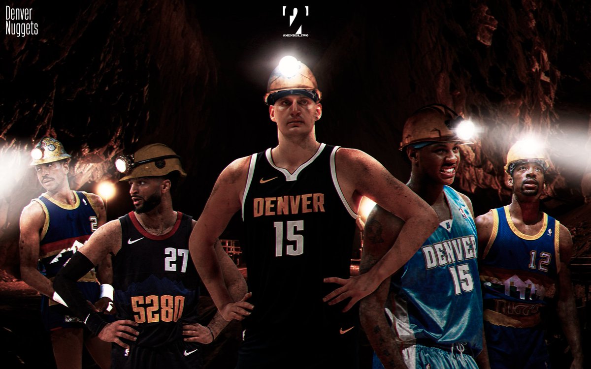 NBA - Past & Present: Denver Nuggets. ⛏️
.
Inspired by the movie 'The 33'.
.
#NBA #Basketball #graphicdesigner #photoshop #sportsart #sportsgraphic #denvernuggets #nikolajokic #milehighbasketball #road2gold