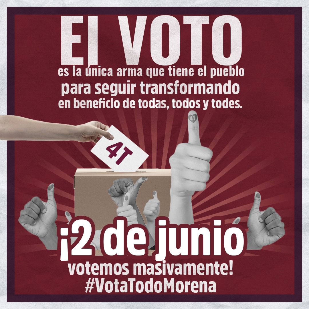DulceAvRi's tweet photo. Ya llegó el momento de continuar con el segundo puente de la transformación.

Este 2 de junio ya sabes por quién votar.

#VotaTodoMorena
#MichoacánConClaudia https://t.co/IZCXGIpsT3