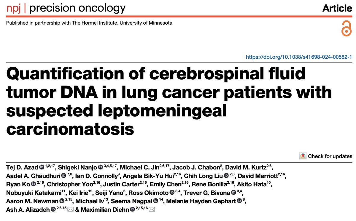 Time w/ @max_diehn & @AshAlizadeh was foundational. Grateful for @DorisDukeFdn support + stellar co-authors in getting our work out @Nature_NPJ Precision Onc rdcu.be/dJfK8 @HopkinsNsurg @StanfordCancer @StanfordNsurg