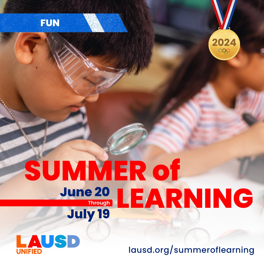 From academic empowerment to creative exploration, @LASchools offers a dynamic blend of academic support, hands-on activities and fun personal growth opportunities. Enroll now and let’s make this summer one to remember! #SummerOfLearning Visit lausd.org/summeroflearni… for more.