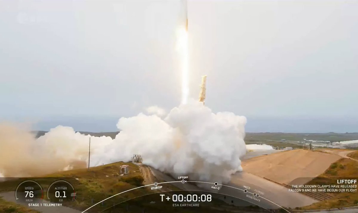 LIFTOFF of #EarthCARE from SLC-4E in California on 29 May 2024!
