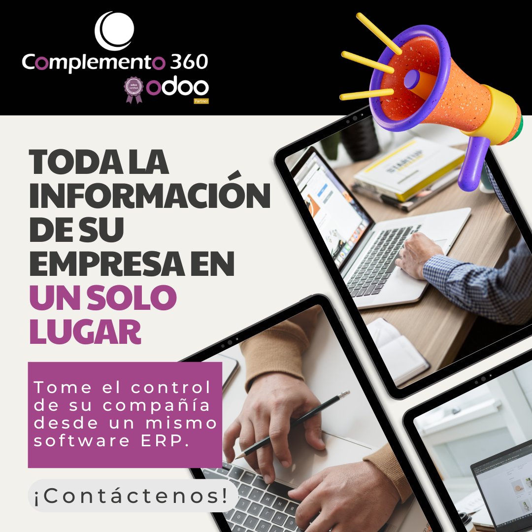 complemento360's tweet image. ¿Quiere llevar su empresa al siguiente nivel? ¡Descubra por qué el Software #ERP @Odoo  es la mejor opción para optimizar sus operaciones y alcanzar el éxito!📈 ¡Contáctenos para una sesión gratuita y descubra cómo #Odoo puede transformar su empresa! 🚀 complemento360.odoo.com