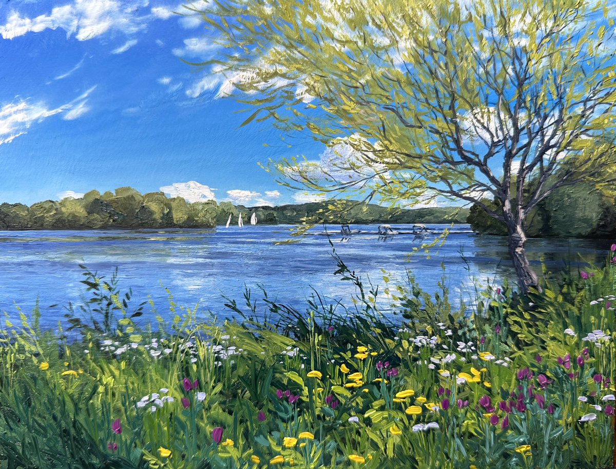 Super happy with this one!! ‘Across Lake Pocotopaug’ East Hampton, CT 6x8” oil on board Available!