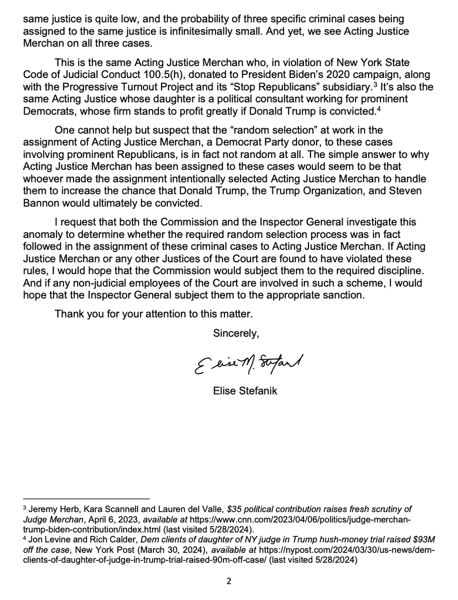 🚨🚨🚨 I just filed an official misconduct complaint with the New York State Unified Court System related to the “random” assignment of Acting Manhattan Justice Juan Merchan, a Biden donor whose daughter is fundraising millions off his unprecedented work, to criminal cases