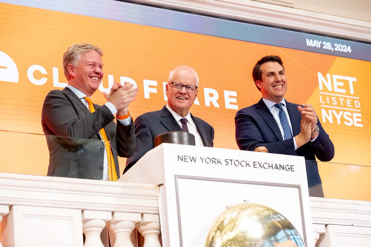 The 5th listing anniversary of the world's first connectivity cloud ☁️ We're honoring @Cloudflare with Co-Founder and CEO Matthew Prince, and his father John, whose birthday wish was to celebrate at NYSE! Happy birthday, John 🎉 $NET @eastdakota
