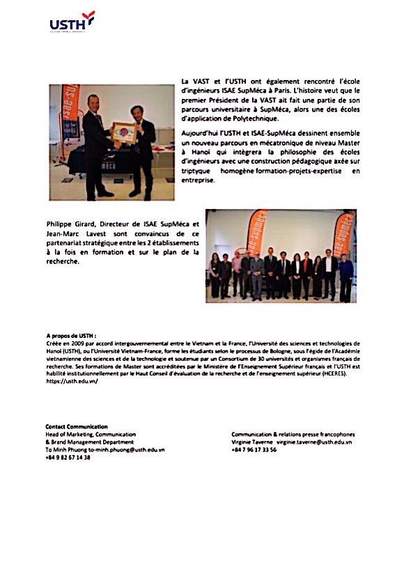 Visite en France de <a href="/usth_channel/">University of Science and Technology of Hanoi</a> à <a href="/education_gouv/">Ministère Éducation nationale</a> <a href="/FranceUniv/">France Universités</a> et @ISAE_supmeca