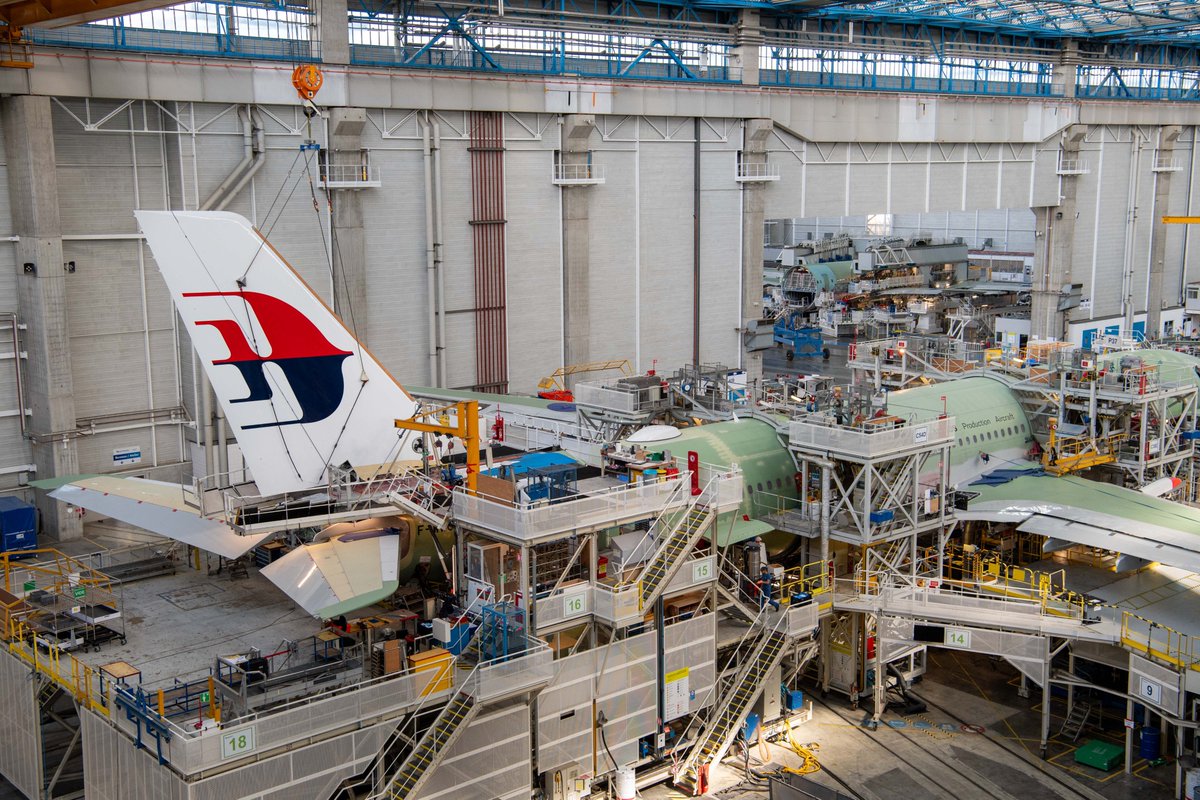 We are excited to provide you an exclusive sneak peek as Malaysia Airlines' first @Airbus A330neo aircraft begins its final assembly in Toulouse!
With the main fuselage sections, wings, and tail adorned with the airline’s iconic wau logo fully attached, the aircraft will undergo