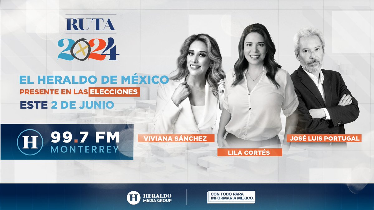 Heraldo Radio, presente en las elecciones este 2 de junio con 69 frecuencias en 68 ciudades de México y Estados Unidos. ➡️ goo.su/hQNd