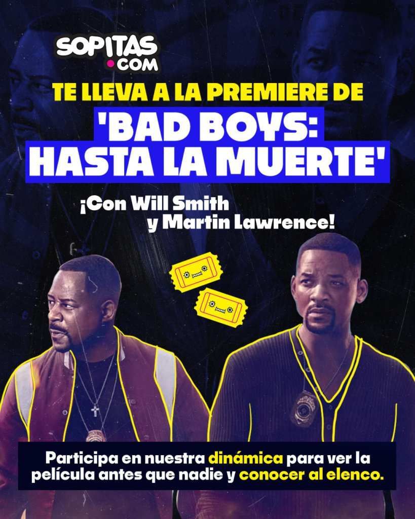 sopitas's tweet photo. 🎬✨ ¿Quieren ser de los primeros en ver 'Bad Boys: Hasta la muerte' y tener la oportunidad de conocer a Will Smith y Martin Lawrence? 🤩 Éntrenle a nuestra #boletiza 🎟️ para llevarse boletos de la premiere. 🎉🍿 https://t.co/3liNTy9eof https://t.co/5XCyp7FWZa