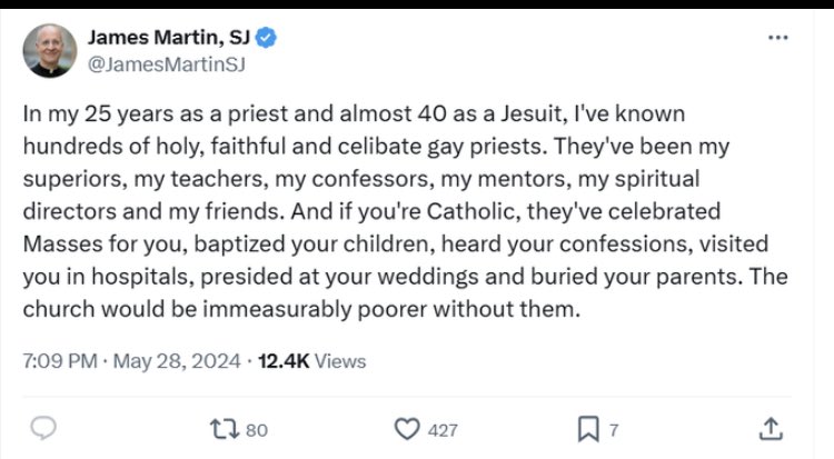 James Martin admits personally encountering ‘hundreds’ of homosexual RC priests. Like we didn’t know already. It’s not well-adjusted sexually normal and healthy well-adjusted men filling those databases with boy-diddling predatory Jesuits.