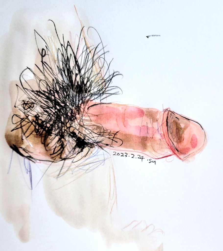 곧게 쭉 뻗은 정직한 개자지좆상화 측면에서 보는 귀두 라인이 부드럽고 단단해 보여서 꼴린다. 보짓살을 슬금슬금 파고들다 어느순간 도킹해버리고 말것 같음. 털이 제멋대로 나있는 것도 꼴림 포인트중 하나인것 같다 #섹트 #좆상화 #박제 #art #유부녀