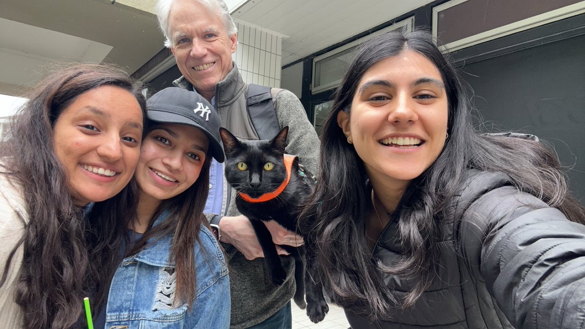 Rolf report 29 May: These third-year students are right in the middle of exams. What better time to meet The Campus Cat. IMHO he has quite an impressive track record of spreading good luck across the campus far and wide! Nice to meet you! Rolf x