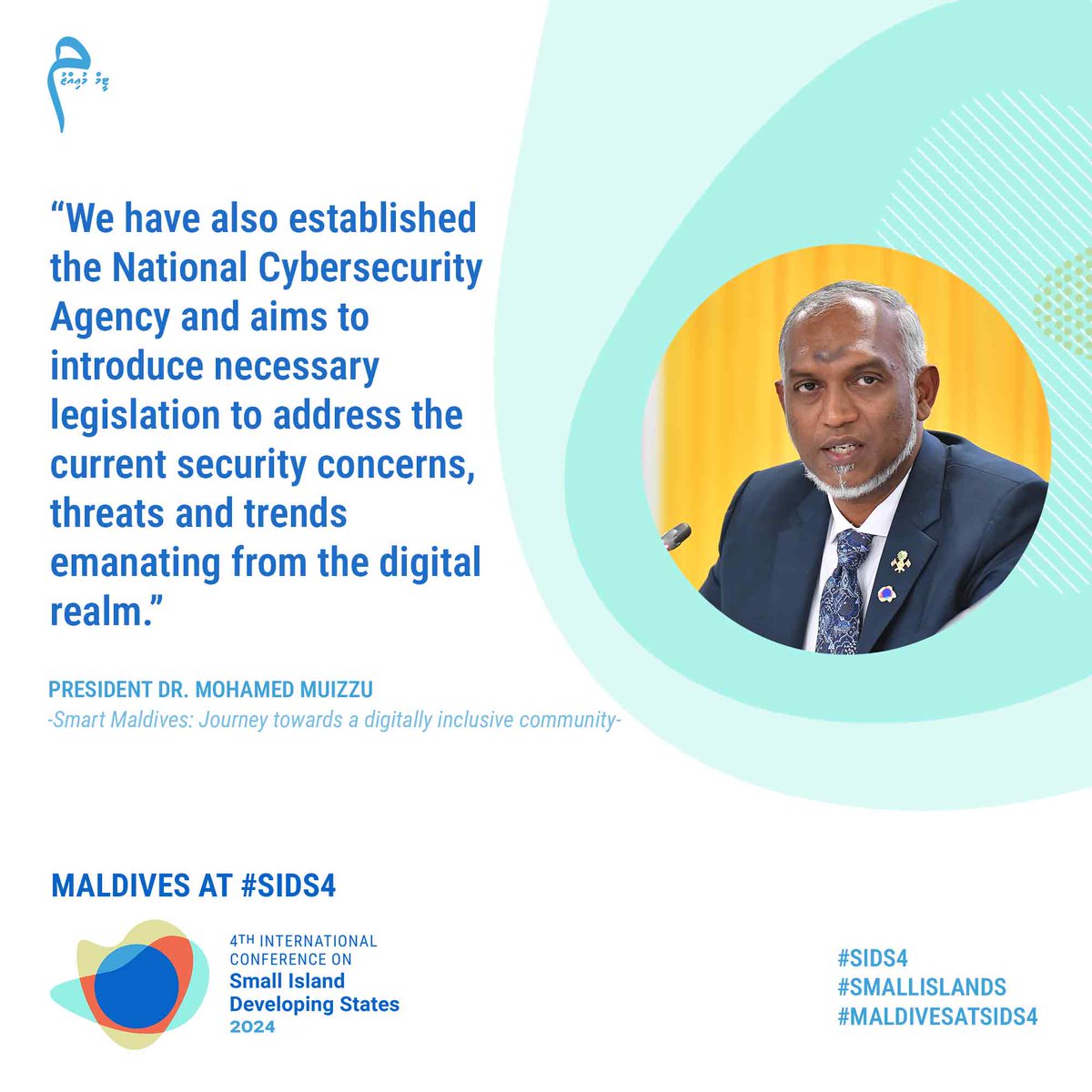President Dr. @MMuizzu celebrates the remarkable journey of Maldives as a success story in digital transformation.
Side-event “Smart Maldives: Journey towards a digitally inclusive community”
At the 4th International Conference on SIDS

#SIDS4
#SmallIslands
#MaldivesAtSIDS4