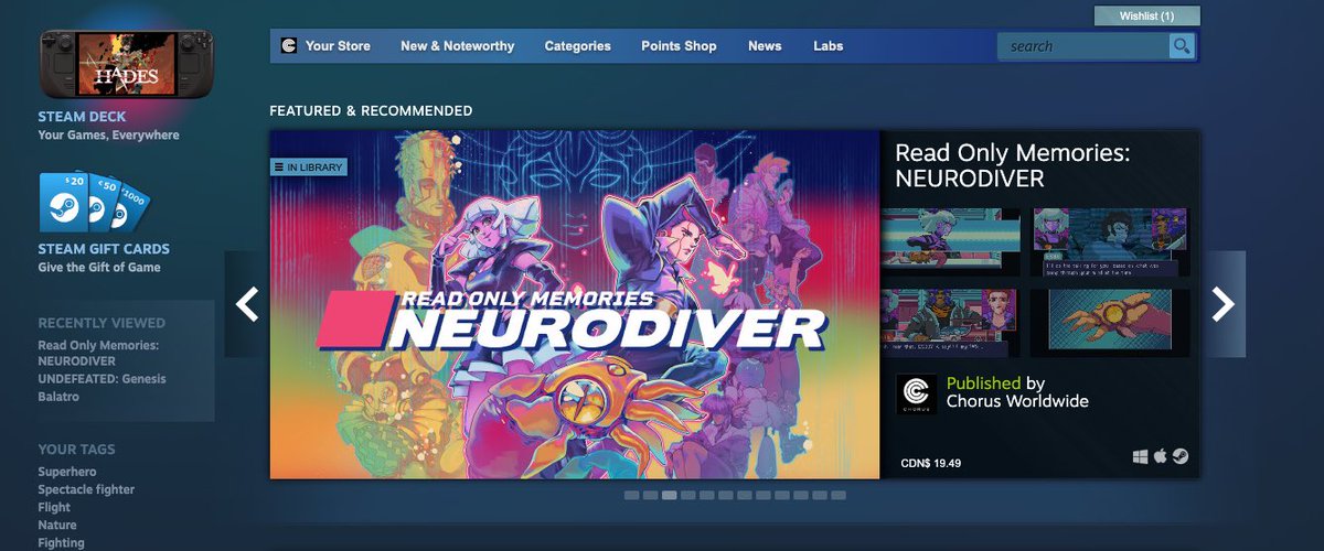Whoa. It is showing up on the front page.

store.steampowered.com/app/1293910/Re…