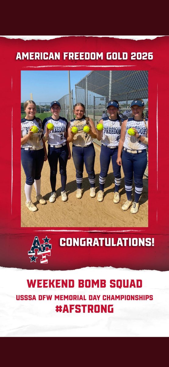 Emmagcook08's tweet image. My team played up in the 18u 2024 DFW Memorial Championship tournament batting average was: .474, OPS: 1.237, and fielding average: 1.000. Glad to be back on the field with my teammates, can’t wait for next weekend!!
#afstrong #ahmosoftball #memorialday @afgold2026 @AHMOSoftball