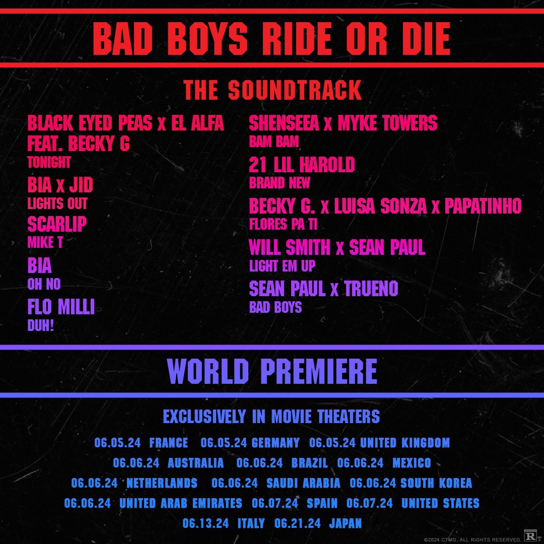 Album of the summer is about to drop 🔥 Pre-save the #BadBoys: Ride Or Die soundtrack and hear it exclusively in theaters June 7. BadBoysRideOrDie.lnk.to/soundtrack)