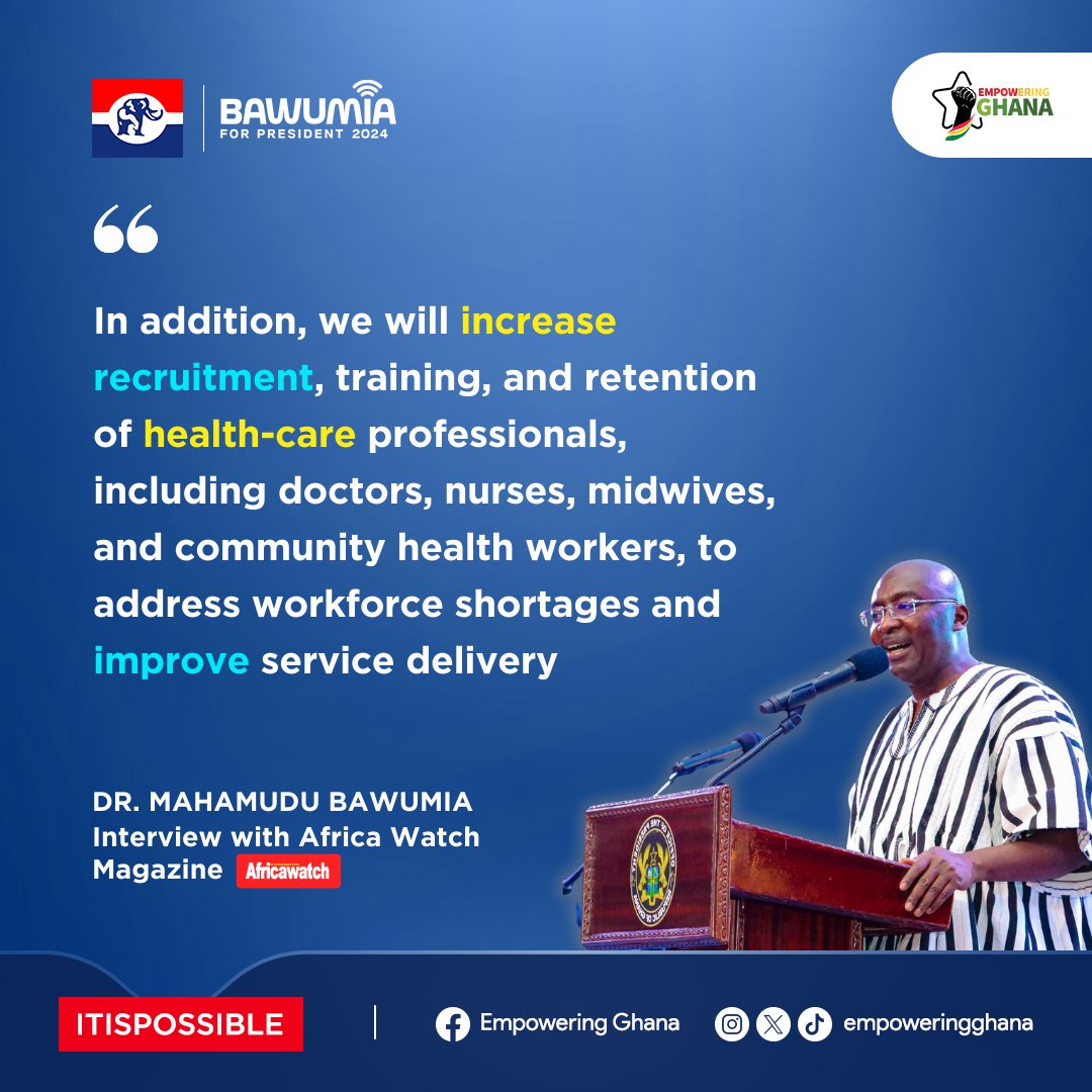 Dr. Bawumia is committed to building a resilient health-care system for all Ghanaians

#EmpoweringGhana #Ghana #Bawumia2024 #NationBuilding #NPP #FutureLeadership #Bawumia #BreakingThe8WithBawumia #GhanaNews

Spintex | Shatta Wale | Circle | Ewes | Jakpa | Cheddar | Godfred Dame