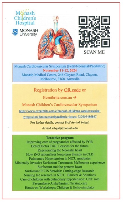 Monash Cardiovascular Symposium (fetal, neonatal, pediatric) Nov 11-12, 2024. Hybrid educational event on hemodynamic topics @NeoHemodynamics @NeoHeartSociety @MonashUni @MonashChildrens @MonashHealth @MonashVHI 

eventbrite.com.au/manage/events/…