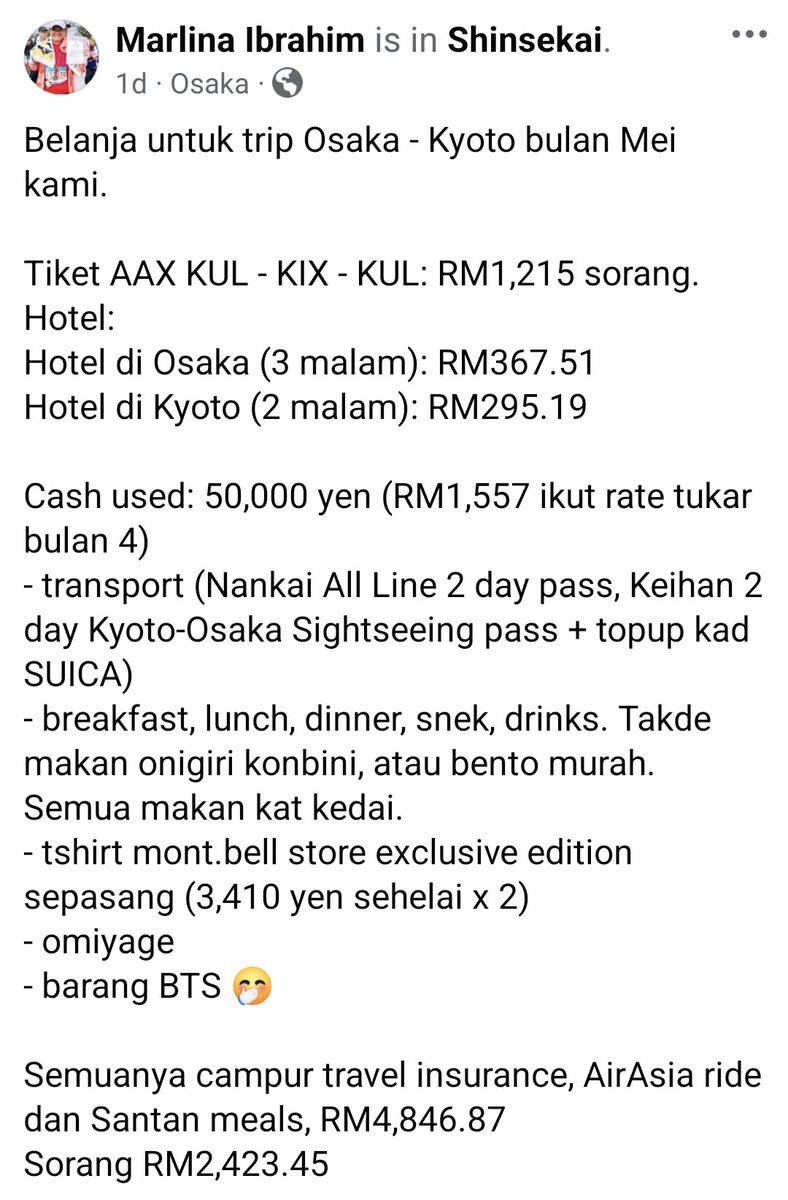 hizwani's tweet photo. Kawan saya Marlina Ibrahim travel ke Jepun setiap tahun. Budget travel.

Just nak share latest trip dia. Saya mohon izin dari dia. Posting dia ni boleh jadi panduan utk kita. 

Boleh go to her FB for more great tips. https://t.co/EG0EP7smNO