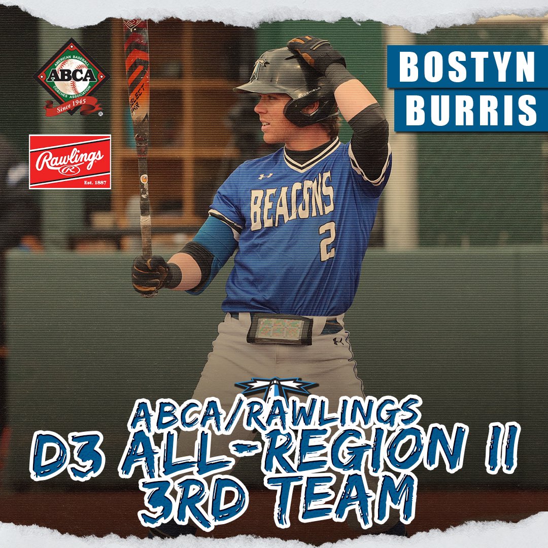 Beacons Baseball (@beaconsbaseball) on Twitter photo The 2024 ABCA/Rawlings NCAA Div. III All-Region teams have been announced for Region II. Congrats to our own Aidan Blake (1st Team-2B), Justin Gouveia (1st Team-OF), Dillon Ryan (2nd Team-P), & Bostyn Burris (3rd Team-3B) on their selections. The 2024 ABCA/Rawlings NCAA Div. III All-Region teams have been announced for Region II. Congrats to our own Aidan Blake (1st Team-2B), Justin Gouveia (1st Team-OF), Dillon Ryan (2nd Team-P), & Bostyn Burris (3rd Team-3B) on their selections.