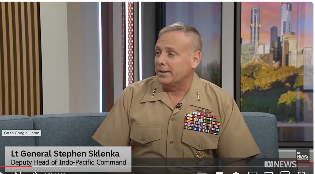 Interview with Stephen Sklenda, Deputy Head of US Indo-Pacific Command (on Australian TV): Bottom-line: The Real Worry Regarding China's Recent Exercises is not China Attacking Taiwan, but Possibility of Inadvertent Escalation Hi All, Thought you might be interested