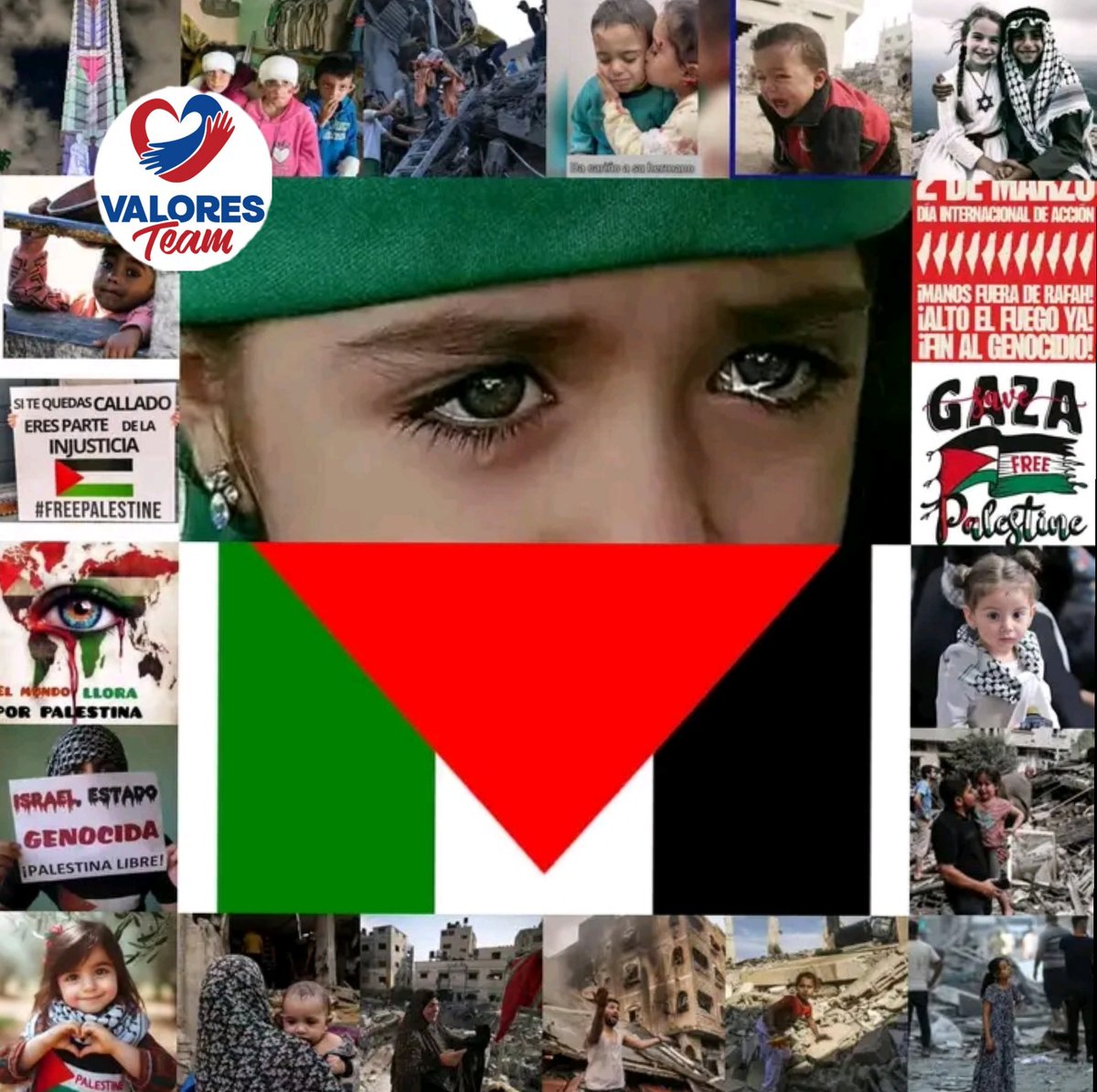@ValoresTeam1 @cafemartiano @ICuba15 @DefendiendoCuba @mimovilespatria @QbaDCorazon_ @HoyPalestina @LorenaQba1 @VazquezNal97897 @RoselysSandoval @Reylope13 Alcemos nuestras voces porque Palestina 🇦🇪 nos duele. 
#FreePalestine
#ValoresTeam🕊️