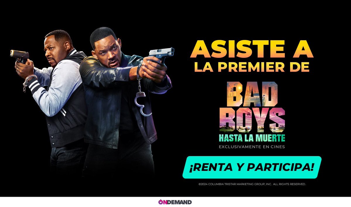 ¡Renta Bad Boys para siempre en On Demand de Totalplay y participa para ganar un pase doble para la premier el 1 de junio con Will Smith y Martin Lawrence! 🌟 Solo CDMX y Área Metropolitana. 🎬