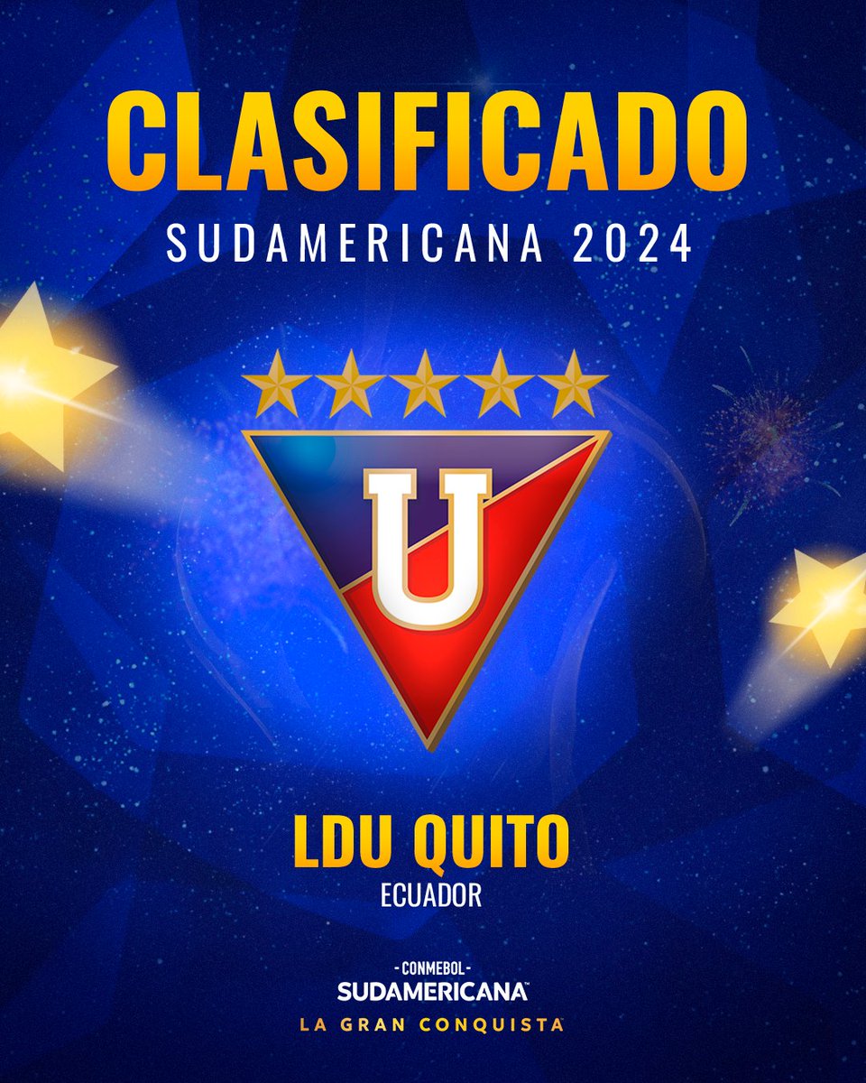 Sudamericana's tweet photo. 🙌 ¡@LDU_Oficial jugará el Playoffs de octavos de final de la CONMEBOL #Sudamericana! El último campeón defiende su título.

#LaGranConquista https://t.co/4UWojXqfVX