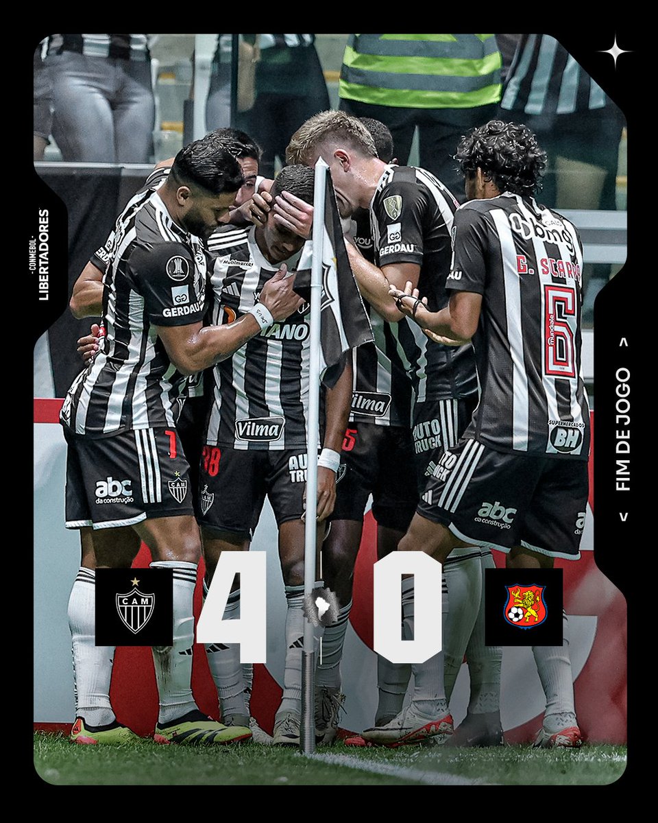 Atletico's tweet photo. FIM DE JOGO NA @ARENAMRV! 🖤🤍

EM UMA GRANDE NOITE, PEDRINHO (2X), ALISSON E HULK MARCAM E O GALO VENCE O CARACAS POR 4X0, GARANTINDO A PRIMEIRA POSIÇÃO DO GRUPO G! 🐔

PARTIU, OITAVAS 🔜

#VamoGalo #CAMxCFC https://t.co/R0gjXWOJU9