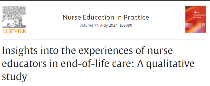 This study offers two suggestions for nursing education: 1. educators should be self-aware 2. the educator’s reflections on their own experiences in #EndofLife care #nursing should be emphasised sciencedirect.com/science/articl… #education #EndofLifeCare